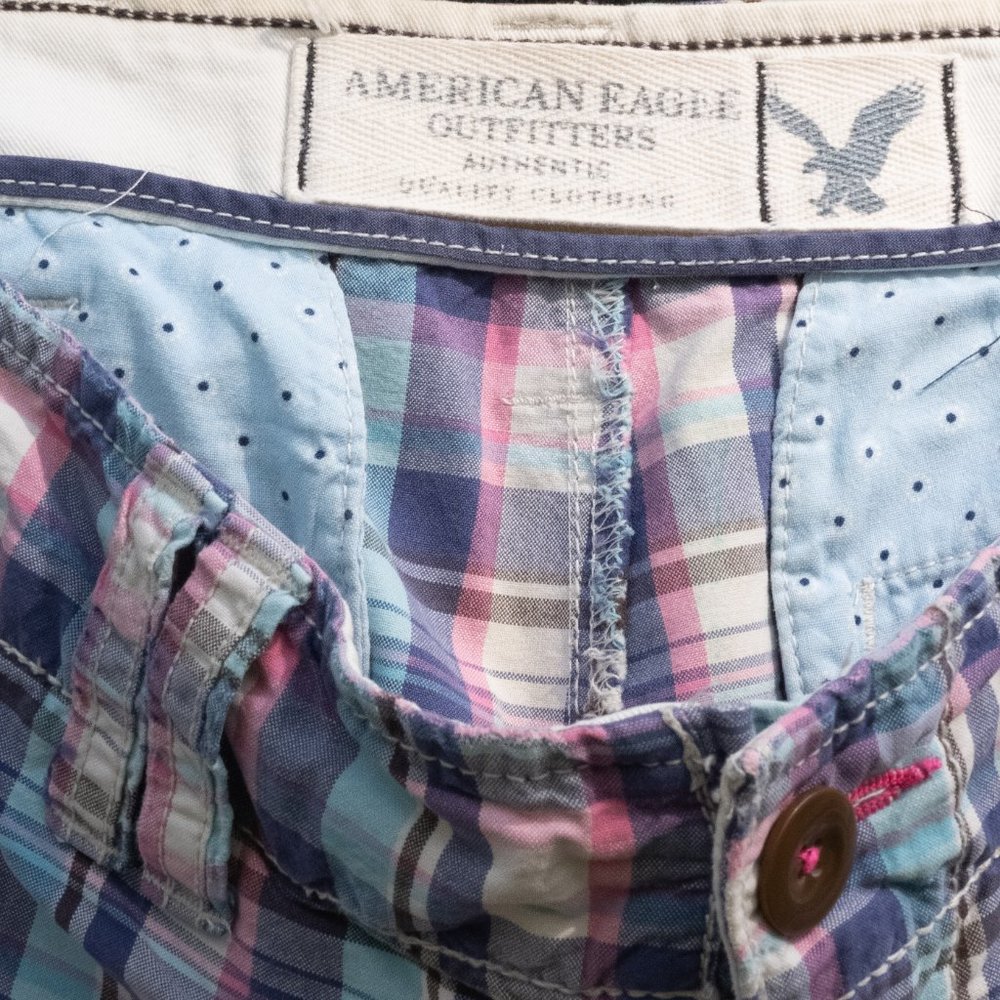 AEO Pink and Blue Plaid  Shorts - Picture 6 of 6